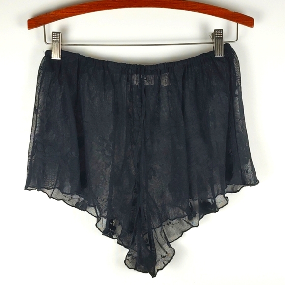 90s Victoria's Secret NWOT Black Lace Shorts Panties Sexy Loungewear Size Medium - Picture 4 of 6